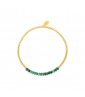 Goudkleurige armband met groene natuurstenen kralen