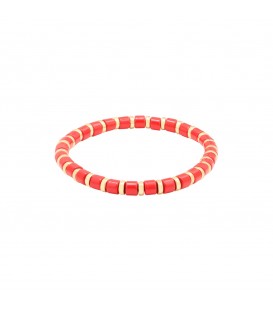 armband met rode en goudkleurige kralen