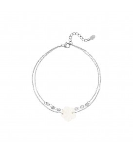 Zilverkleurige armband met een bloem bedeltje