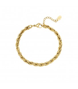 armband twisted chain,stoer,elegant,schakel,goudkleurig