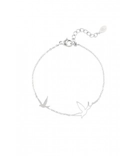 Zilverkleurige armband met als bedel vogels