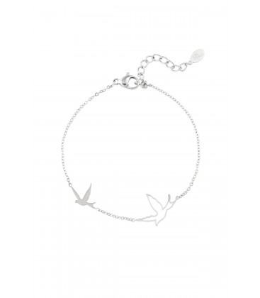 Zilverkleurige armband met als bedel vogels