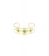 Goudkleurige bloemen armband met groene steentjes