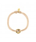 Armband met geel koord en goudkleurig rond clipdetail