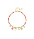 Oranje, roze kralen armband met mooie hangers