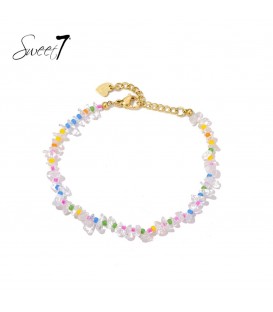 Gekleurde armband met natuur stenen elementen