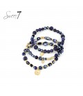 Armband met goudkleurige bedels en fonkelende blauwe kralen