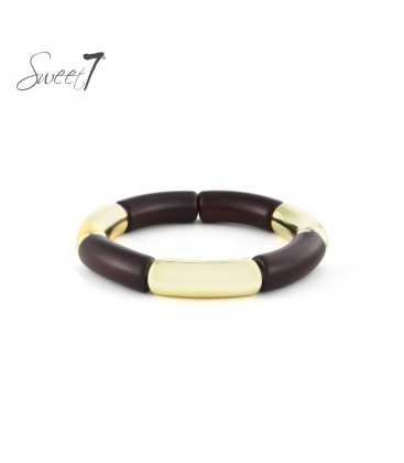 Armband met goudkleur en donkerbruine elementen