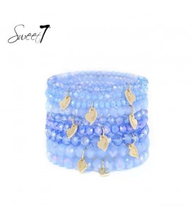 Armband in laagjes met glanzende blauwe kralen