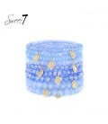 Armband in laagjes met glanzende blauwe kralen