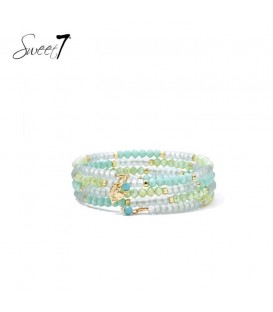 Armband groen met kralen in mint en goudtinten