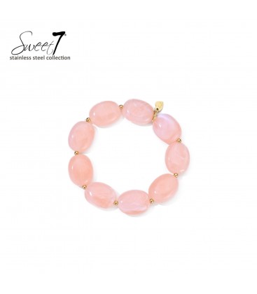 Armband met roze en goudkleurige kralen