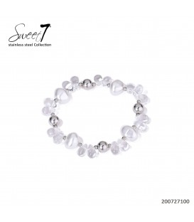 Armband zilverkleurig met glas kralen