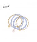 Armband blauw kralen met goudkleurige bedels