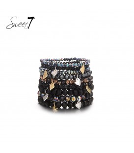 Armband zwart meer laagse kralen armband
