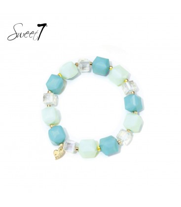 Armband met mintgroene en lichtblauwe kralen