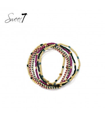 Armband multicolor kralen met goudkleurige accenten
